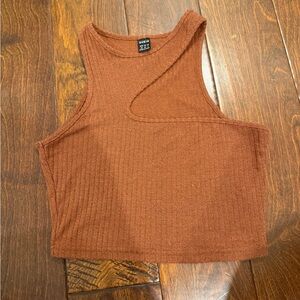 SHEIN Brown Ribbed Crop Top
